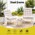Gardeon 3PC Outdoor Bistro Set Patio Furniture Table and Chairs Steel Dining Chair Khaki | Furniture > Outdoor > Outdoor Dining Sets