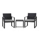 Gardeon 3PC Outdoor Bistro Set Patio Furniture Wicker Dining Chairs Table Cushion Black | Outdoorium