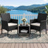 Gardeon 3PC Outdoor Bistro Set Patio Furniture Wicker Setting Chairs Table Cushion Black
