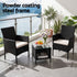 Gardeon 3PC Outdoor Bistro Set Patio Furniture Wicker Setting Chairs Table Cushion Black