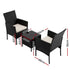 Gardeon 3PC Outdoor Bistro Set Patio Furniture Wicker Setting Chairs Table Cushion Black