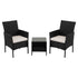 Gardeon 3PC Outdoor Bistro Set Patio Furniture Wicker Setting Chairs Table Cushion Black
