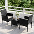 Gardeon 3PC Outdoor Bistro Set Patio Furniture Wicker Setting Chairs Table Cushion Black