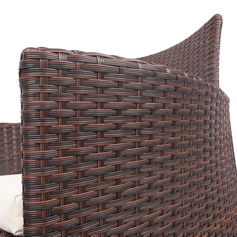 Gardeon 3PC Outdoor Bistro Set Patio Furniture Wicker Setting Chairs Table Cushion Brown - product image 9