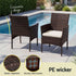 Gardeon 3PC Outdoor Bistro Set Patio Furniture Wicker Setting Chairs Table Cushion Brown - product image 5