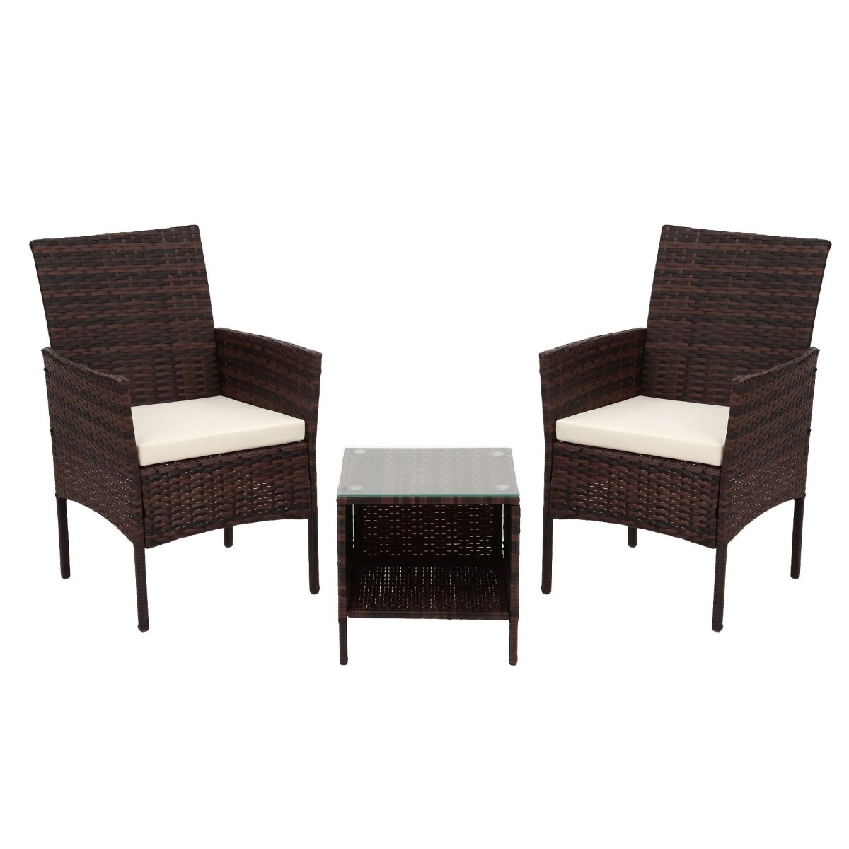 Gardeon 3PC Outdoor Bistro Set Patio Furniture Wicker Setting Chairs Table Cushion Brown - product image 10