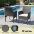 Gardeon 3PC Outdoor Bistro Set Patio Furniture Wicker Setting Chairs Table Cushion Grey