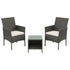 Gardeon 3PC Outdoor Bistro Set Patio Furniture Wicker Setting Chairs Table Cushion Grey