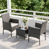 Gardeon 3PC Outdoor Bistro Set Patio Furniture Wicker Setting Chairs Table Cushion Grey