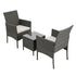 Gardeon 3PC Outdoor Bistro Set Patio Furniture Wicker Setting Chairs Table Cushion Grey