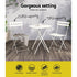 Gardeon 3PC Outdoor Bistro Set Steel Table and Chairs Patio Furniture White - Outdoorium