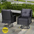 Gardeon 3PC Outdoor Furniture Bistro Set Lounge Wicker Swivel Chairs Table Cushion Black - Outdoorium