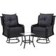 Gardeon 3PC Outdoor Furniture Bistro Set Lounge Wicker Swivel Chairs Table Cushion Black | Outdoorium