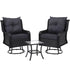 Gardeon 3PC Outdoor Furniture Bistro Set Lounge Wicker Swivel Chairs Table Cushion Black - Outdoorium