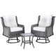 Gardeon 3PC Outdoor Furniture Bistro Set Lounge Wicker Swivel Chairs Table Cushion Grey | Outdoorium