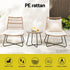 Gardeon 3PC Outdoor Setting Wicker Bistro Set Table Chairs Patio Furniture Brown - Outdoorium
