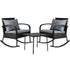 Gardeon 3PC Rocking Chair Table Wicker Outdoor Furniture Patio Bistro Set Black | Outdoorium