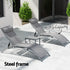 Gardeon 3PC Sun Lounge Outdoor Lounger Steel Table Chairs Patio Furniture Grey - Outdoorium