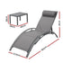 Gardeon 3PC Sun Lounge Outdoor Lounger Steel Table Chairs Patio Furniture Grey - Outdoorium