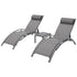 Gardeon 3PC Sun Lounge Outdoor Lounger Steel Table Chairs Patio Furniture Grey - Outdoorium