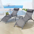 Gardeon 3PC Sun Lounge Outdoor Lounger Steel Table Chairs Patio Furniture Grey - Outdoorium
