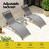 Gardeon 3PC Sun Lounge Outdoor Lounger Steel Table Chairs Patio Furniture Grey - Outdoorium