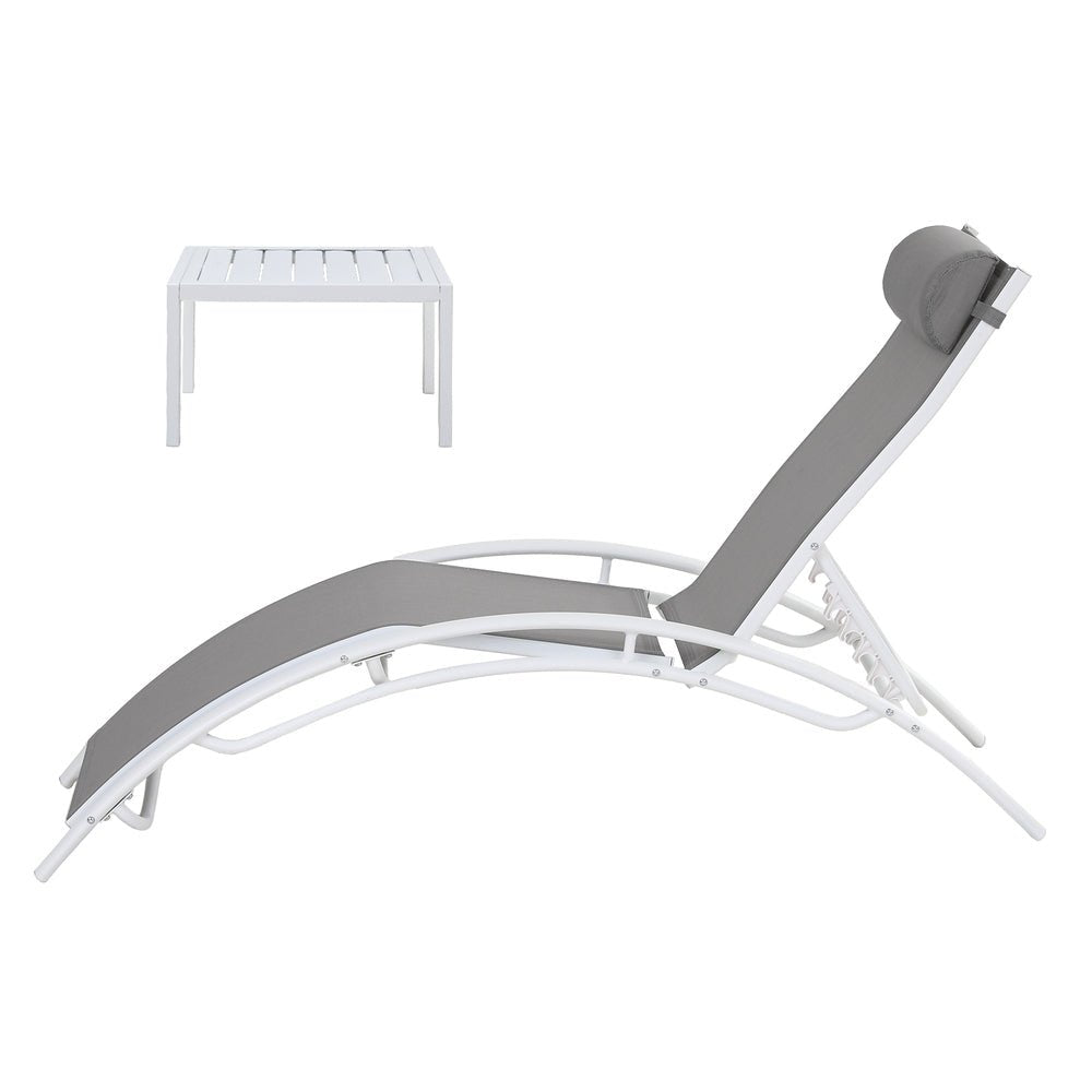Gardeon 3PC Sun Lounge Outdoor Lounger Table Chairs Steel Patio Furniture Garden | Outdoorium