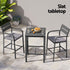 Gardeon 3Pcs Outdoor Bar Set Stools Dining Chairs Table Patio Aluminium Bistro Set Black | Outdoorium