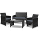 Gardeon 4 PCS Outdoor Sofa Set Rattan Chair Table Setting Garden Furniture Black | Outdoorium