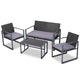 Gardeon 4 PCS Outdoor Sofa Set Rattan Furniture Glass Top Table Chairs Black | Outdoorium
