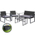 Gardeon 4 PCS Outdoor Sofa Set Rattan Furniture with Storage Cover Chairs Black | Outdoorium