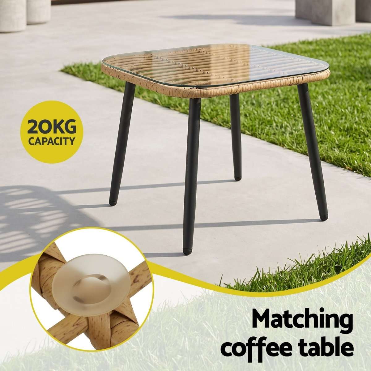 Gardeon 4-Piece Modular Outdoor Sofa Set with Cushions 5 Seater Rattan Furniture | Furniture > Outdoor > Outdoor Sofas & Lounge Sets