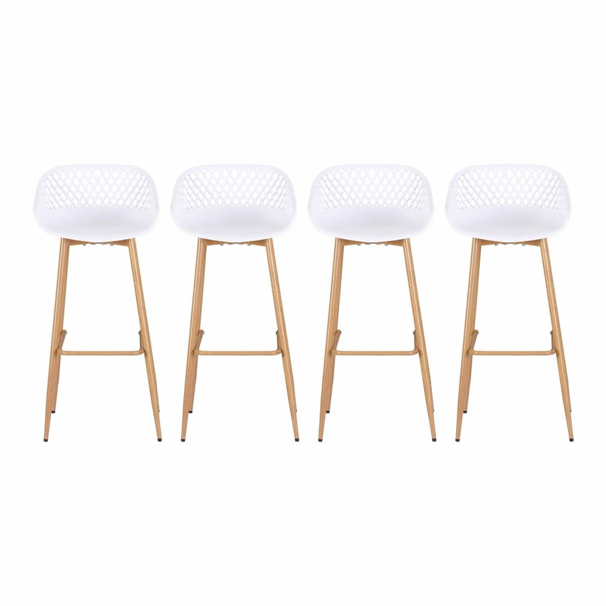 Gardeon 4-Piece Outdoor Bar Stools Plastic Metal Dining Chair Balcony White | Furniture > Bar Stools & Chairs > Table & Bar Stools