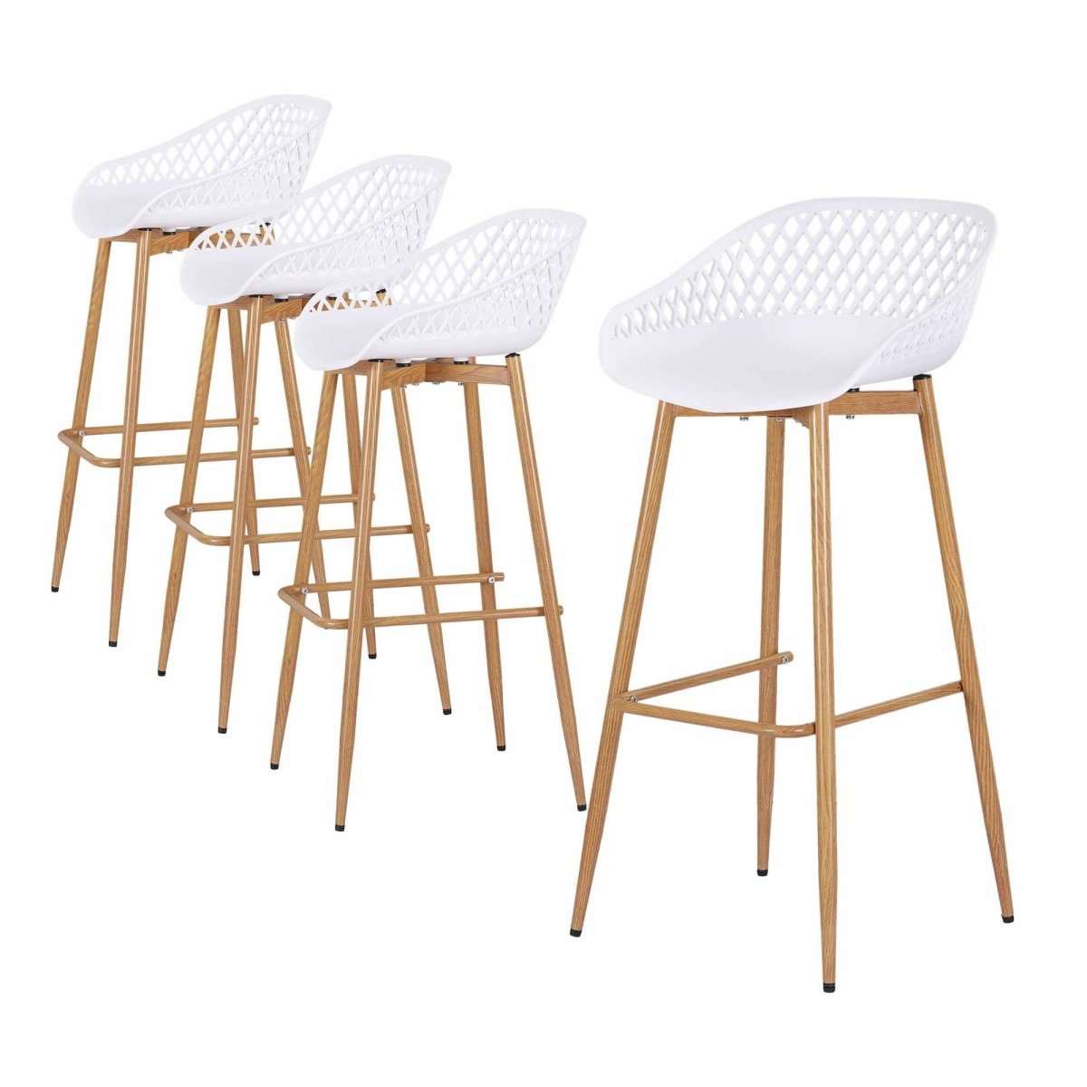 Gardeon 4-Piece Outdoor Bar Stools Plastic Metal Dining Chair Balcony White | Furniture > Bar Stools & Chairs > Table & Bar Stools