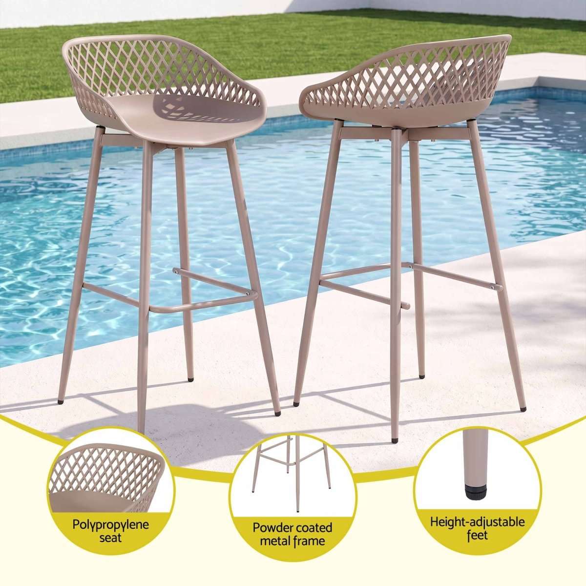 Gardeon 4-Piece Outdoor Bar Stools Plastic Metal Dining Chair Furniture Coffee | Furniture > Bar Stools & Chairs > Table & Bar Stools