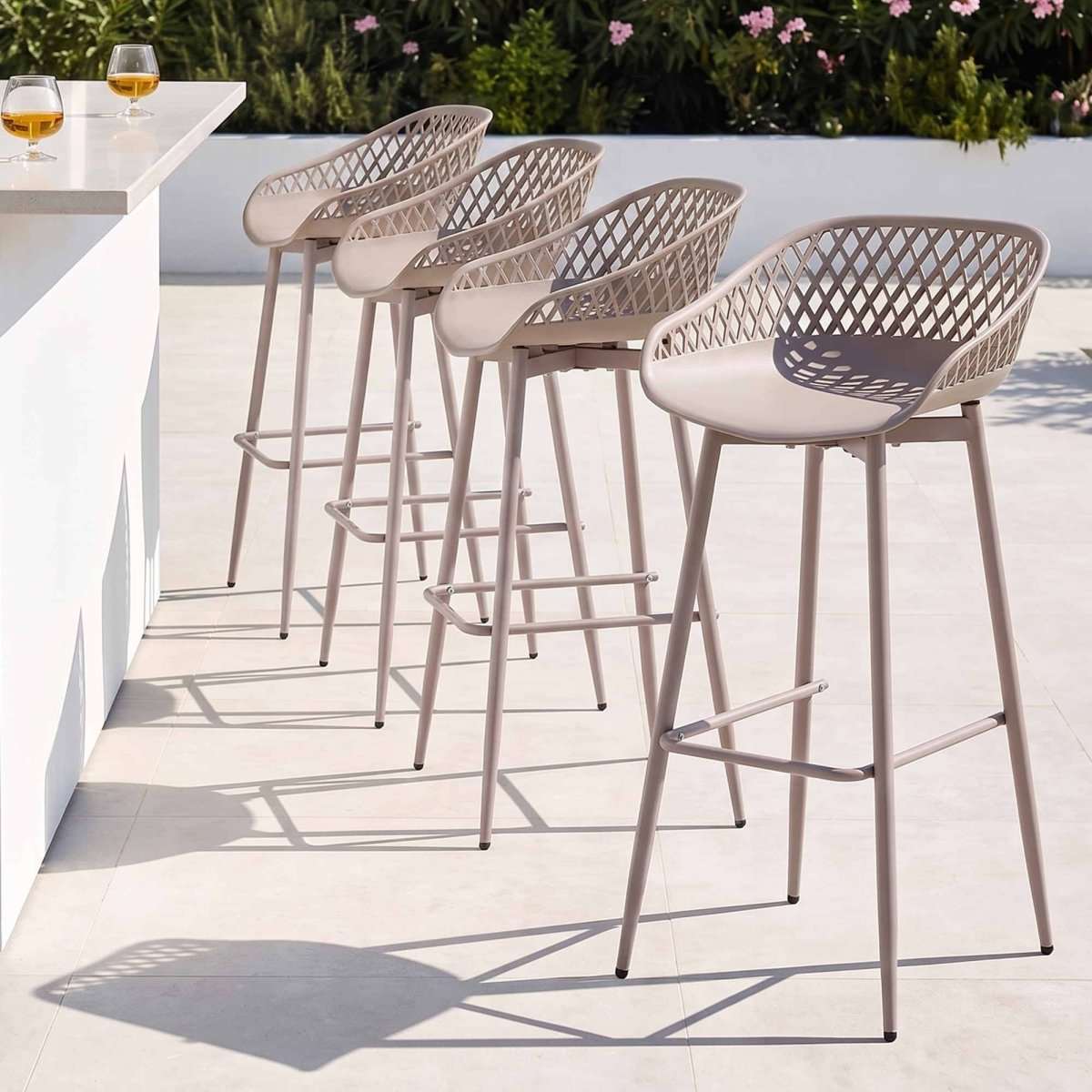 Gardeon 4-Piece Outdoor Bar Stools Plastic Metal Dining Chair Furniture Coffee | Furniture > Bar Stools & Chairs > Table & Bar Stools