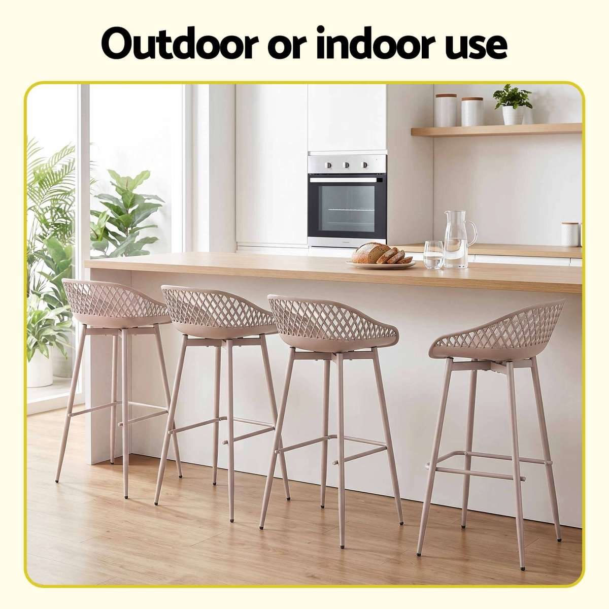 Gardeon 4-Piece Outdoor Bar Stools Plastic Metal Dining Chair Furniture Coffee | Furniture > Bar Stools & Chairs > Table & Bar Stools