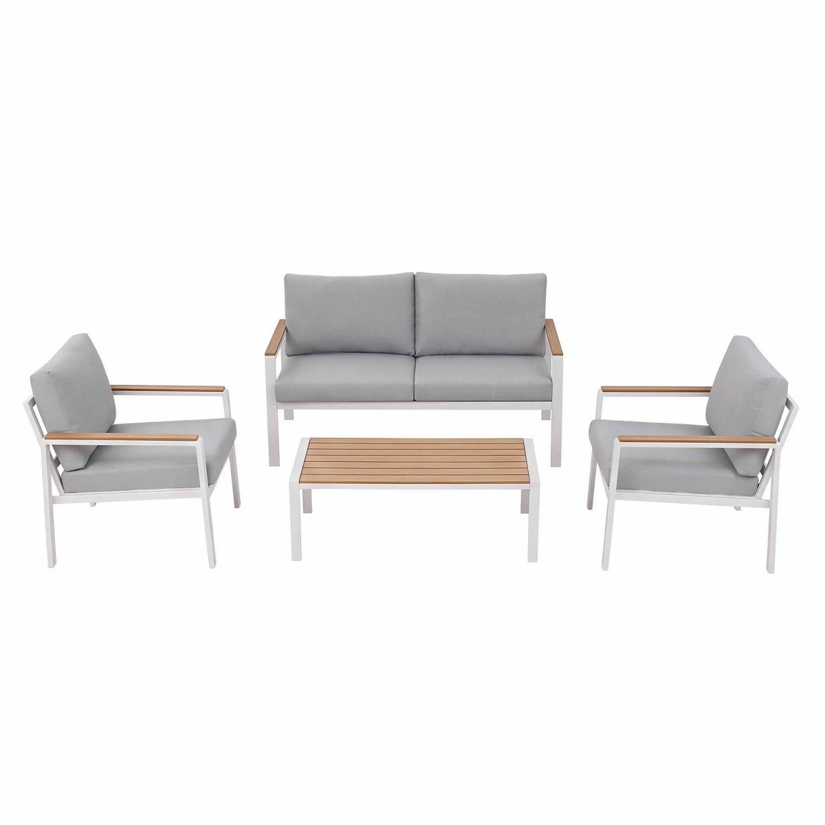 Gardeon 4-Piece Outdoor Sofa Set Aluminium Frame Table & Chairs White