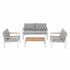 Gardeon 4-Piece Outdoor Sofa Set Aluminium Frame Table & Chairs White