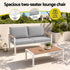 Gardeon 4-Piece Outdoor Sofa Set Aluminium Frame Table & Chairs White