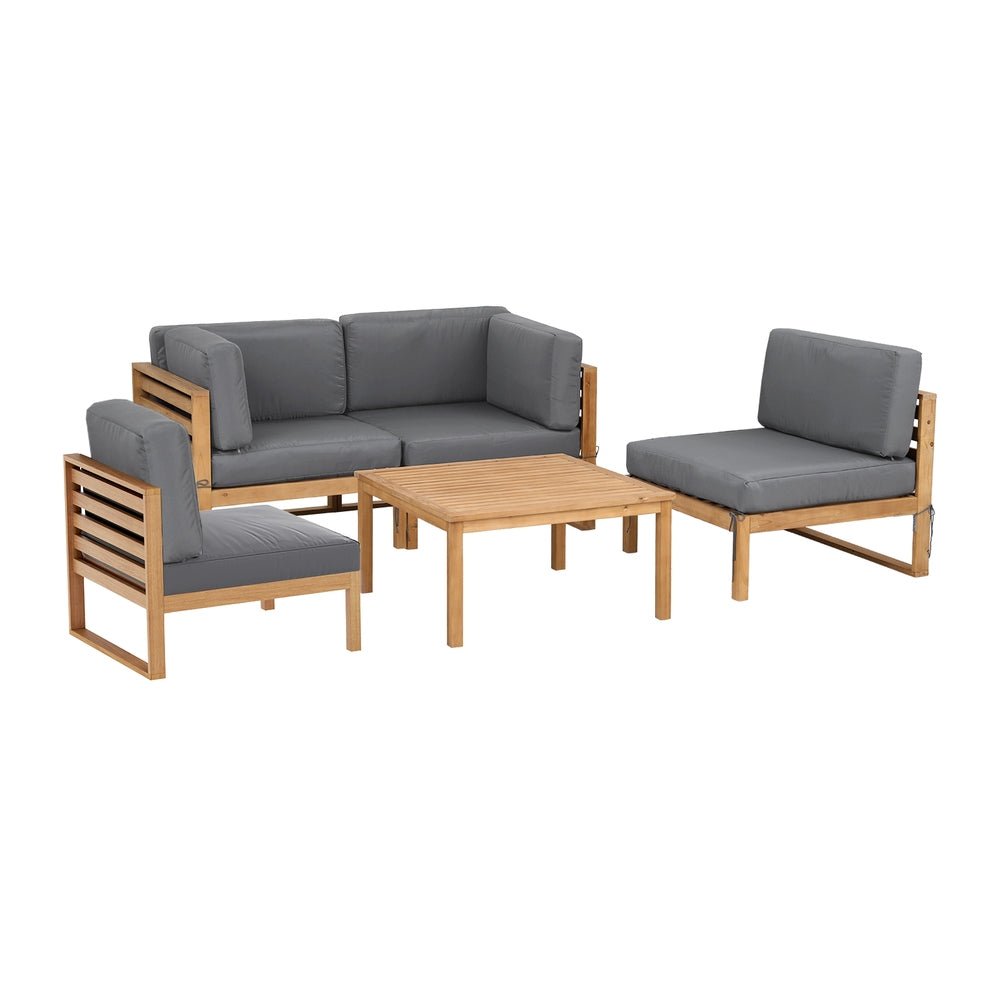 Gardeon 4 - Piece Outdoor Sofa Set Wooden Couch Lounge Setting 5PCS | Outdoorium