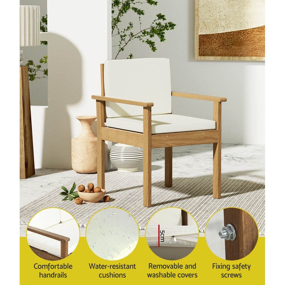 Gardeon 4 - Piece Outdoor Sofa Set Wooden Couch Lounge Setting | Outdoorium