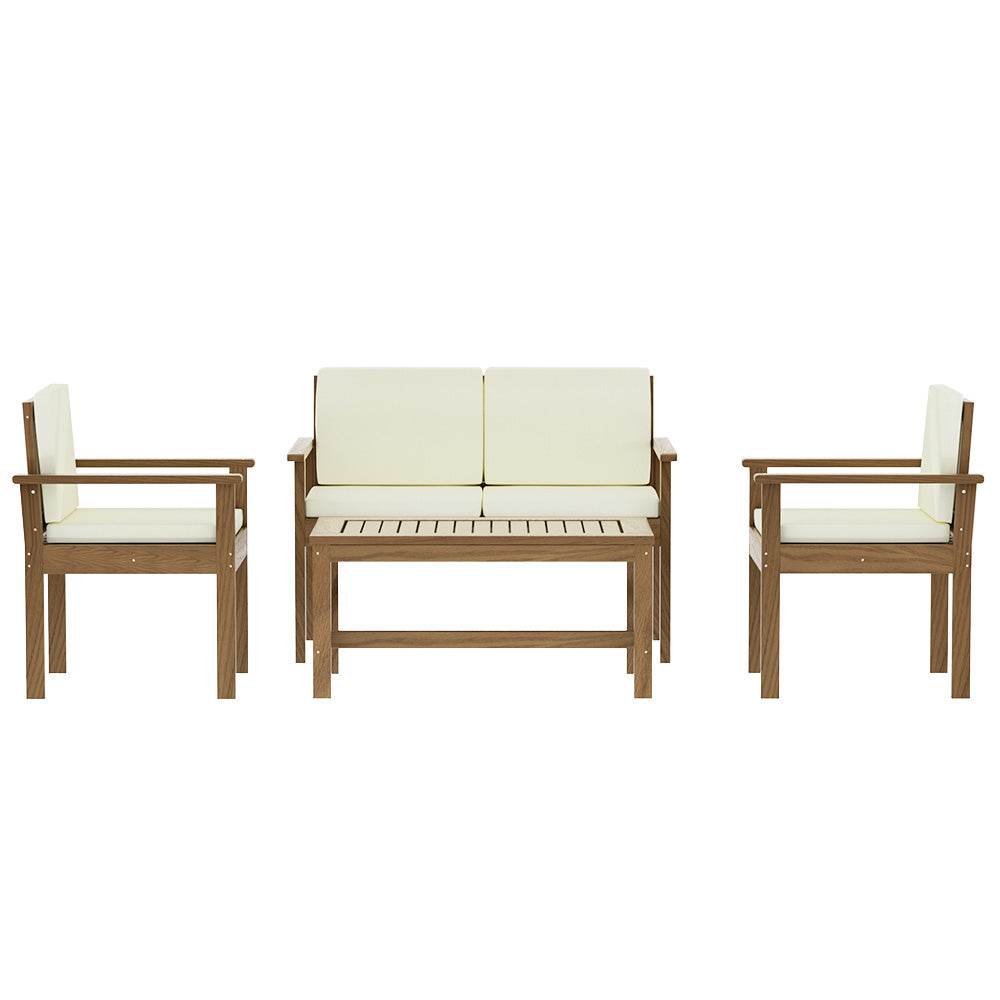 Gardeon 4 - Piece Outdoor Sofa Set Wooden Couch Lounge Setting | Outdoorium
