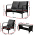 Gardeon 4-piece wicker outdoor sofa set in black and grey – product image 3