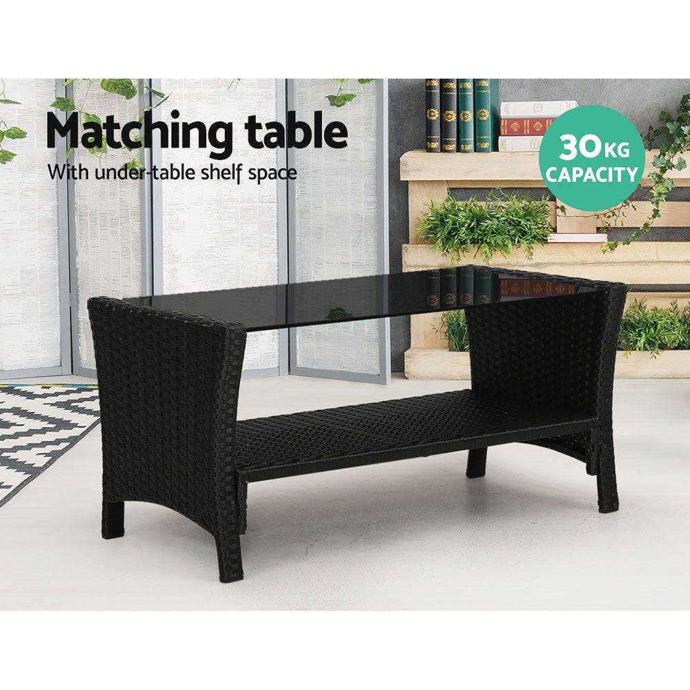 Gardeon 4-piece wicker outdoor sofa set in black and grey – product image 6