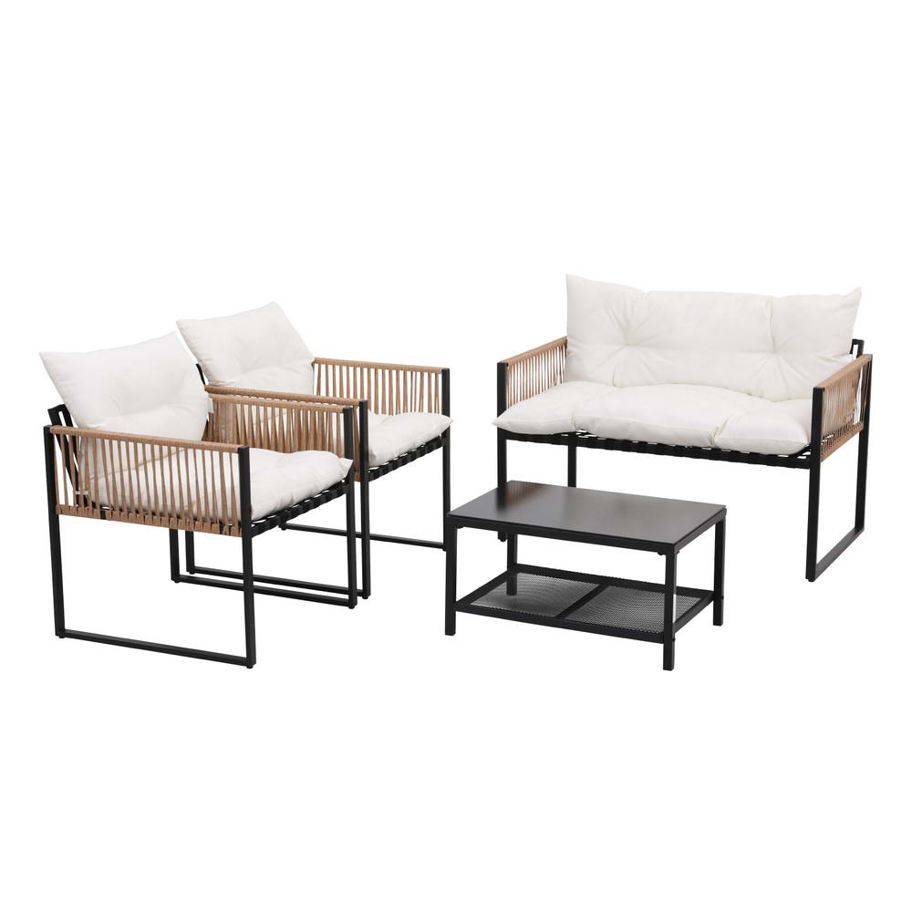 Gardeon 4 Seater Outdoor Sofa Set 4PCS Table Chair Set Garden Patio Furniture - Outdoorium