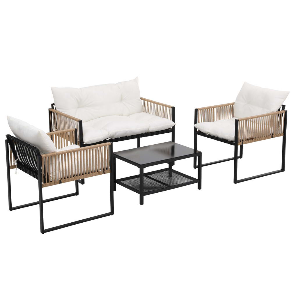 Gardeon 4 Seater Outdoor Sofa Set 4PCS Table Chair Set Garden Patio Furniture - Outdoorium