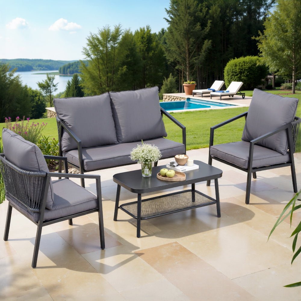 Gardeon 4 Seater Outdoor Sofa Set 4PCS Table Chair Setting Patio Furniture - Outdoorium