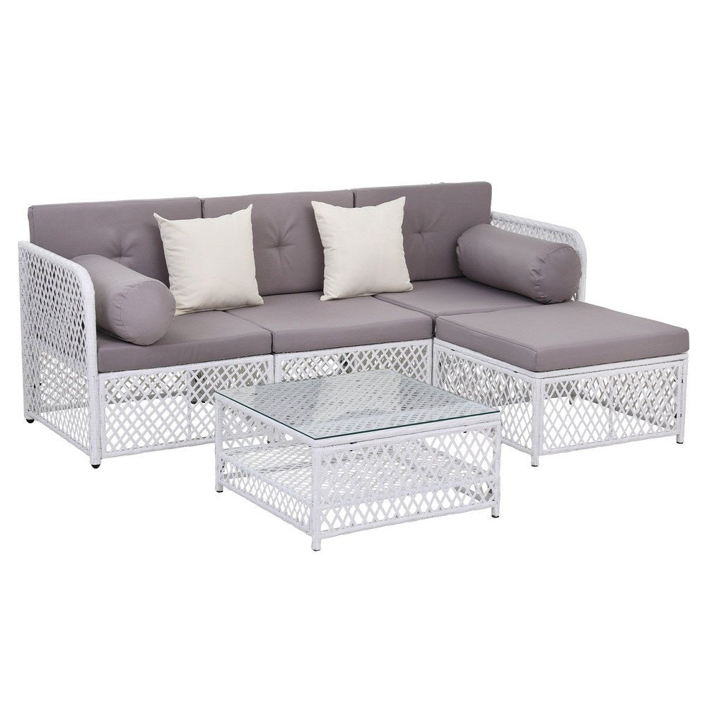 Gardeon 4 Seater Outdoor Sofa Set 5PCS Table Chair Set Garden Patio Furniture | Outdoorium