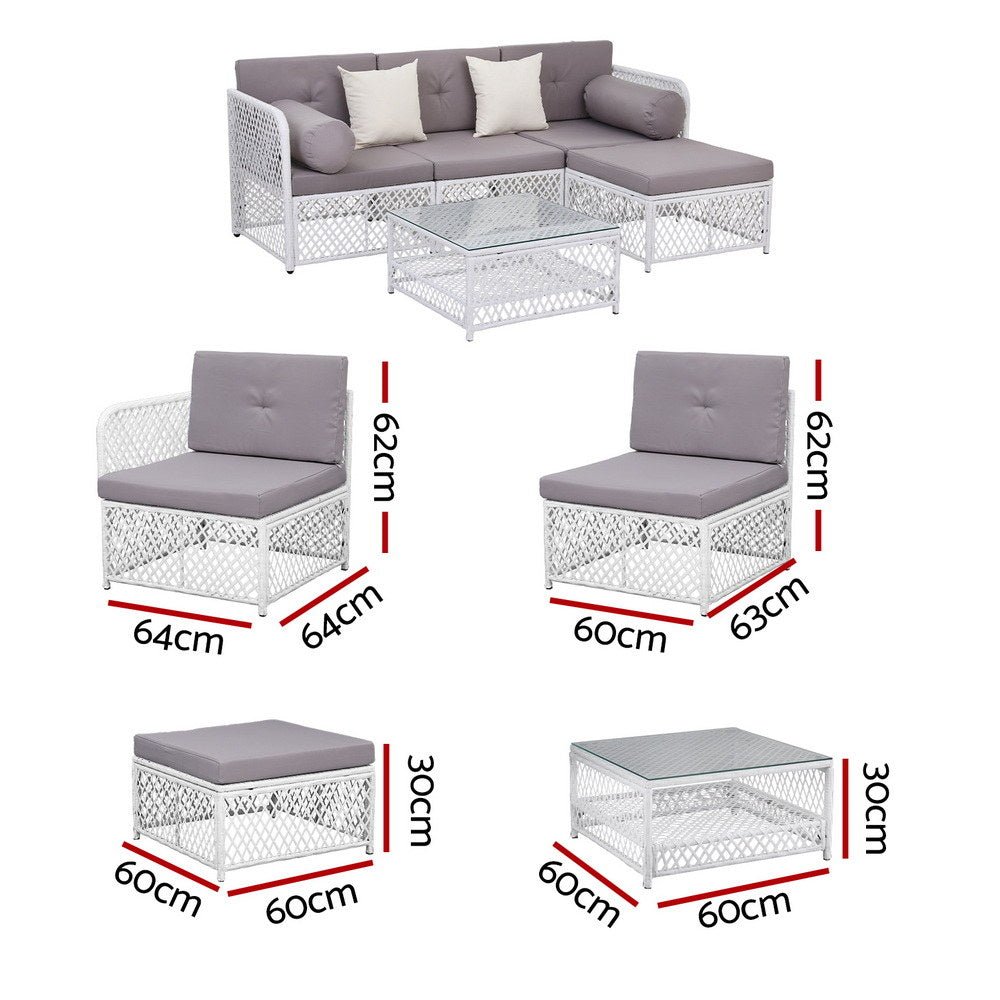 Gardeon 4 Seater Outdoor Sofa Set 5PCS Table Chair Set Garden Patio Furniture | Outdoorium